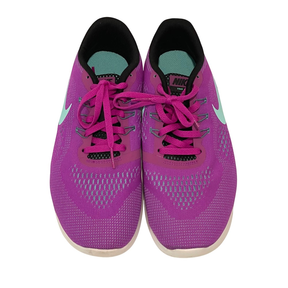 Nike Free RN GS Running Shoes Youth 6 Purple Teal Lace Up‎ Athletic Sneakers